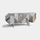 Coleccion Alexandra George Sideboard in white pearl and century with leather 10 and Lush White porcelain