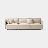 Coleccion Alexandra Tempo Sofa in Helsinki 01 fabric with leather 07 sides and antique brass legs
