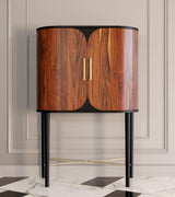 Jetclass Azure Bar Cabinet in wood veneer, styled view