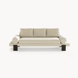 Dolmen Azure Sofa in Designers Guild Kinmel Chalk FDG3006/10 fabric, black oak base