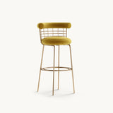 Mezzo Collection Berry Bar Chair, Alhambra Jimena 15 fabric, polished brass, available from Touched Interiors UK