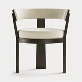 Dolmen Blaze Dining Chair in Designers Guild Kinmel Chalk FDG3006/10 fabric, black oak frame, second view