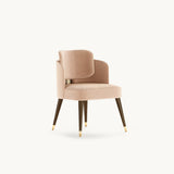 Mezzo Collection Bond Dining Chair, Alhambra Jimena 12 fabric, matte walnut frame, rattan, polished brass, available from Touched Interiors UK