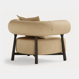 Dolmen Cherry Armchair in Sequoia 4011 real leather, black oak frame, fourth view