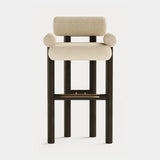 Dolmen Conley Bar Chair in Designers Guild Riveau Snow FDG2443/32 fabric, black oak frame, aged brass details, second view