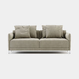 Domkapa Matthew Sofa, galway Taupe fabric with Silver Polished feet