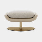 Domkapa Elba Footrest, rupert Almond and Hudson Beige fabric with a Gold Brushed base