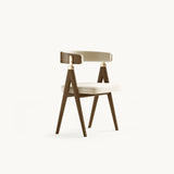 Mezzo Collection Floyd Dining Chair, Alhambra Jimena 17 fabric, matte walnut frame, polished brass, available from Touched Interiors UK