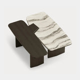 Dolmen Garnet Coffee Table in black oak and white and grey Cipollino marble, third view