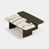 Dolmen Garnet Coffee Table in black oak and white and grey Cipollino marble, fourth view