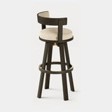 Dolmen Genesis Bar Chair in Nobilis Timeo 10876-03 fabric, black oak frame, aged brass details, fourth view