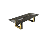 Velouré Dining Table Black Edition: Polished Brass & Noir Marble