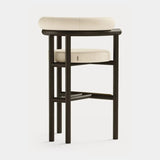 Dolmen Hudson Bar Chair in Designers Guild Riveau Snow FDG2443/32 fabric, black oak frame, aged brass details, fourth view