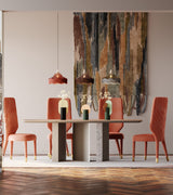 Amber Dining Table, styled in a panelled dining room