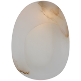Esculpa 14" Rounded Wall Light in Alabaster and Antique-Burnished Brass