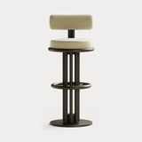 Dolmen Kaya Bar Chair in Nobilis Timeo 10876-03 fabric, black painted metal base, aged brass details, second view