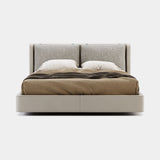 Domkapa Kelsi Bed, rupert Toffee and Devon Taupe fabric with Gold Polished tubes
