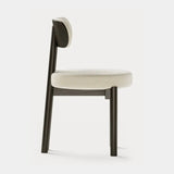 Dolmen Kendra Dining Chair in Designers Guild Kinmel Chalk FDG3006/10 fabric, black oak frame, third view