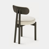 Dolmen Kendra Dining Chair in Designers Guild Kinmel Chalk FDG3006/10 fabric, black oak frame, fourth view