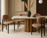 Inbthian Dining Table: Luxury Travertine Marble Effect