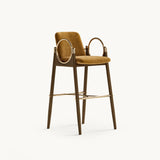 Mezzo Collection Lincoln Bar Chair, Alhambra Jimena 05 fabric, matte walnut frame, polished brass, available from Touched Interiors UK