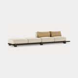 Dolmen Lynn Sofa in Nobilis Gary Beige Vapeur 10656-06 fabric, black oak base