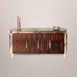 Mireo Luxury Polished Brass & Marble Top Sibeboard