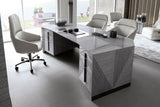 Giorgio Collection Moonlight Office Chair in light grey leather with a satin grey nickel base, room setting 1