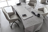 Giorgio Collection Moonlight Office Chair in light grey leather with a satin grey nickel base, room setting 2