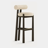 Dolmen Petra Bar Chair in Nobilis Timeo 10876-03 fabric, black oak frame, aged brass details