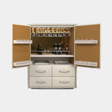 Coleccion Alexandra Traveler Cocktail Bar Cabinet in leather 93 with plain leather 86 interior and dark oak