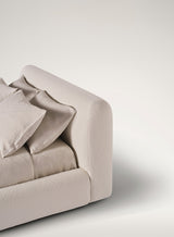 Meridiani René Bed in ivory bouclé, headboard detail