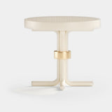 Mezzo Collection Sinclair Outdoor Side Table, painted metal and gold plated brass, available from Touched Interiors UK