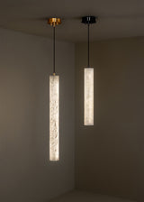 United Alabaster Roller Vertical Pendant Light in natural fluted alabaster
