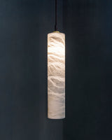 United Alabaster Tubular Bells Pendant Light in natural alabaster, single cylinder