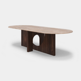 Caffe Latte Affogato Oval Dining Table in travertine and walnut