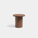 Aldous Round Luxury Side Table: matt walnut veneer