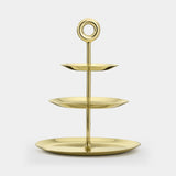Alzata Ring Handle Luxury Tiered Tray in polished brass
