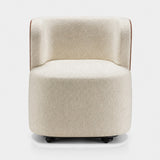 Aperitivo Castor Base Luxury Dining Chair in Sofi fabric and terracotta leather