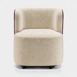Aperitivo Castor Base Luxury Dining Chair, shown in ivory nubuck and blue velvet