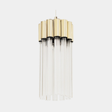 Castro Lighting Arcade Pendant Light in gold-plated brass with clear glass, available from Touched Interiors UK