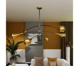 Arlo Ceiling Lamp: A Playful Disruption of Symmetry. Make a statement in your home with the Arlo ceiling lamp by Mezzo Collection. This mid-century modern masterpiece features a captivating asymmetrical design, with curved gold-plated brass arms extending from a black metal pole, creating a visually stunning and unique lighting experience.