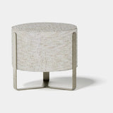 Ashbourne Round Metal Base Luxury Pouf, alternative angle