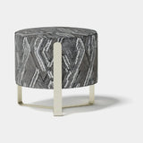 Ashbourne Round Metal Base Luxury Pouf, alternative angle