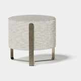 Ashbourne Round Metal Base Luxury Pouf: ivory bouclé (Cat B) with a metal base