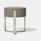 Ashbourne Single Drawer Luxury Bedside Table: matt taupe lacquer with metal legs