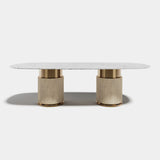 Ashford Oval Leather Base Luxury Dining Table, alternative angle