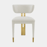 Luxxu Talie Dining Chair in polished brass and Monet Pearl fabric