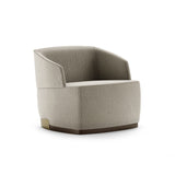 Aster Baldwin Armchair, moka oak stain matte wood and brushed brass, Rubelli Terry, available from Touched Interiors UK