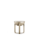 The Private Label Balega Side Table, plane veneer, aged brass and hammered aged brass, available from Touched Interiors UK
